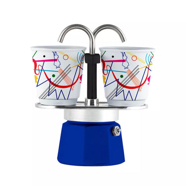 Bialetti Mini Express Moka 2 Cup Aluminium (90 ml coffee) Kandinsky (Blue)